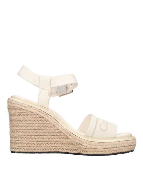 Sandali con zeppa in pelle e tessuto CALVIN KLEIN | HW0HW01499BIANCO